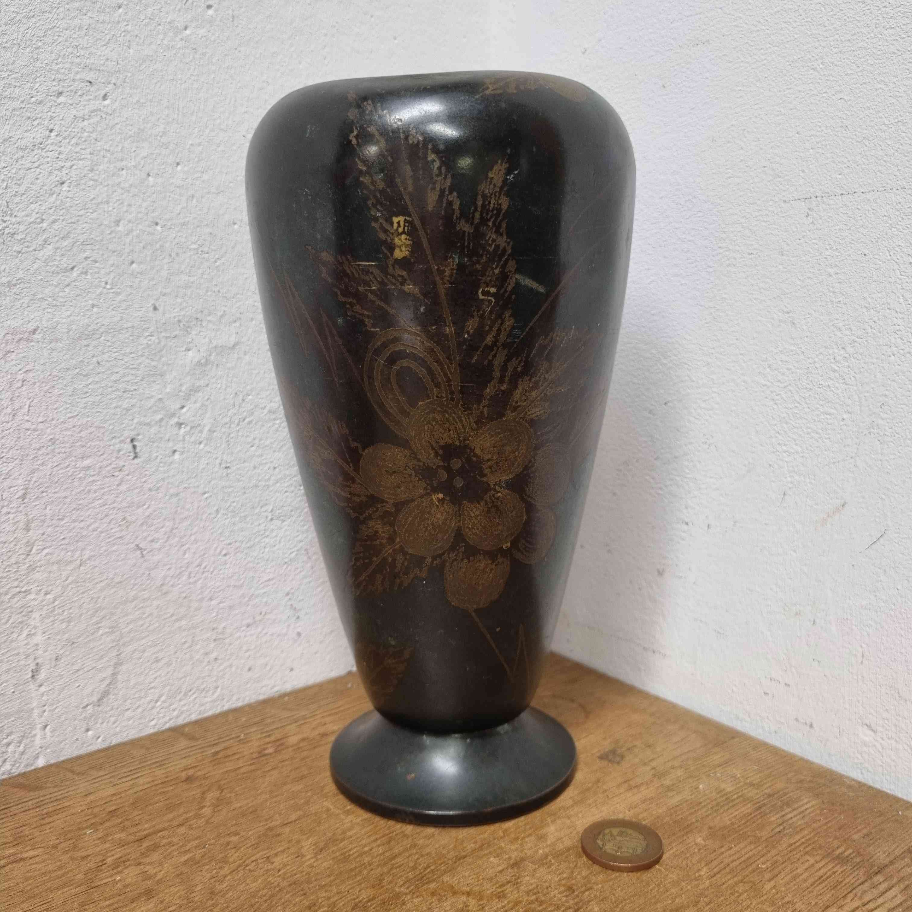 Kovová váza s leptaným florálním dekorem – Art Deco, WMF - Ostatní - Antik Spomyšl